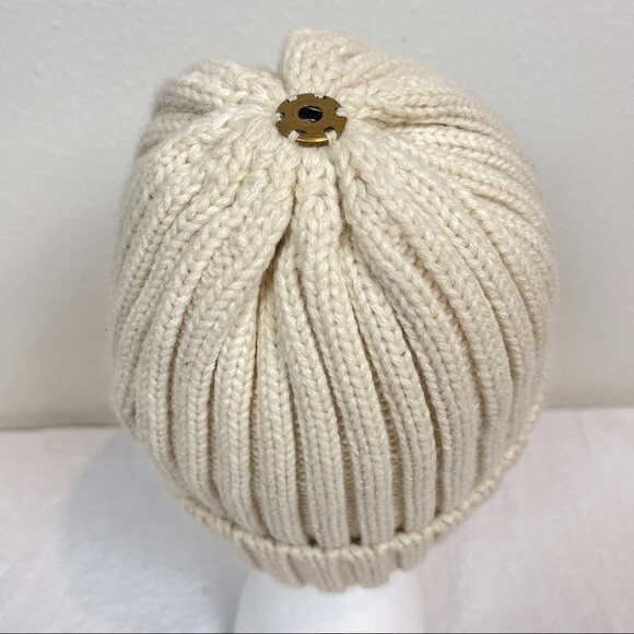 Furtalk Ribbed Knit Beanie Natural One Size - Picture 5 of 6